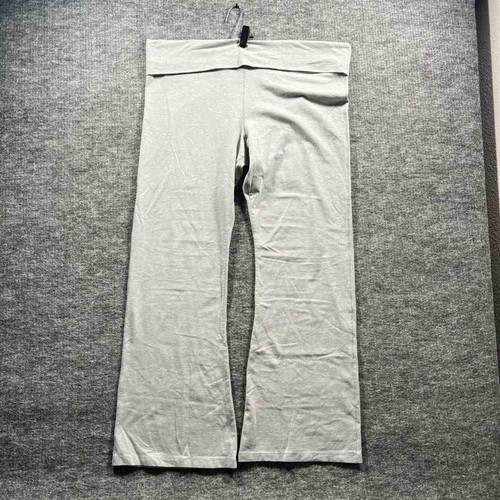 Pink Victoria's Secret Yoga Pants XXL Gray Flare Leg Fold Over Waist